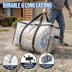TAILI Extra Large Moving Bags, 4 Pack Clear Heavy Duty Totes For Storage with Visible Window, Wrap Around Handles, Storage Bags for Space Saving, Alternative to Moving Boxes