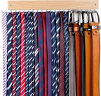 Belt and Tie Organizer for Closet, Tie and Belt Rack Wall Mounted with 20 Storage Hooks, Non Slip 180 Degree Rotating Tie Holder Belt Hanger for Closet / Wall Mount