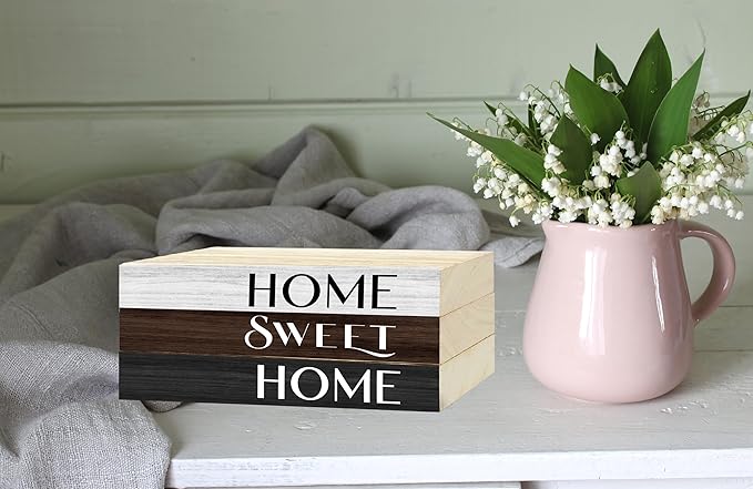 Decorative Books For Home Decor, Wood Book Stack For Table Decor, Home Decor Book For Living Room Mantel, Farmhouse Stacked Books Decorative（L45）