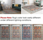 Keen Home Design 2x10 Rug - Machine Washable Runner Rug with Non-Slip Backing, Ideal for Hallway, Entryway, Kitchen, Laundry Room - Vintage, Easy Clean, Durable, Low Pile - (2'6" x 10')