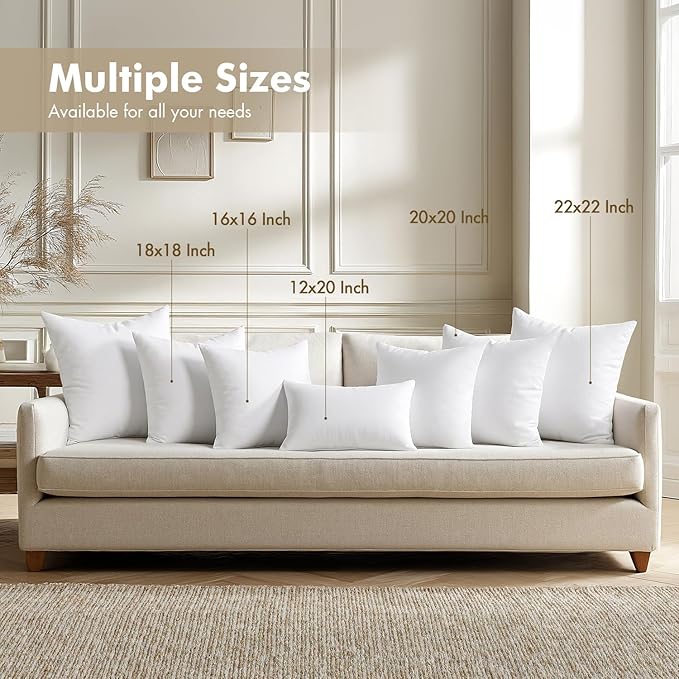 MIULEE Euro Pillows Inserts, Pack of 4 24x24 Inch 100% Virgin Microfiber Filling Throw Pillows for Bed Couch Sofa