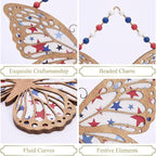 Valery Madelyn 4th of July Wreath, Patriotic Wreath for Front Door, Red White and Blue Butterfly Decor, Wooden Americana Sign for 4th of July Independence Day USA 250th Anniversary, 16 Inch