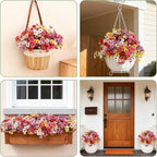 24 Bundles Artificial Flowers for Outdoor Faux Plants for Spring Summer Decoration, UV Resistant Realistic Silk Plastic Fake Flowers Garden Porch Patio Balcony Yard Front Home Decor