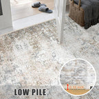 6x6 Area Rug Living Room Rug: Washable Modern Abstract Soft Thin Rug Indoor Floor No Slip Stain Resistant Carpet for Bedroom Dining Room Farmhouse Nursery Home Office - Brown Grey