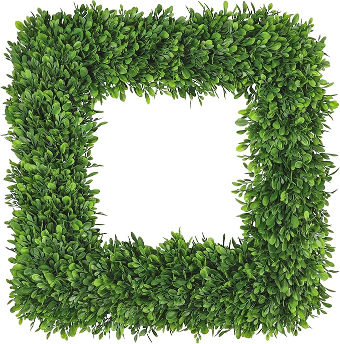 Artgar 22Inch Boxwood Wreath, Spring Wreaths for Front Door, Realistic Green Square Boxwood Wreath for Year-Round Decor, Artificial Summer Wreaths for Wedding Farmhouse Indoor/Outdoor Porch Decor