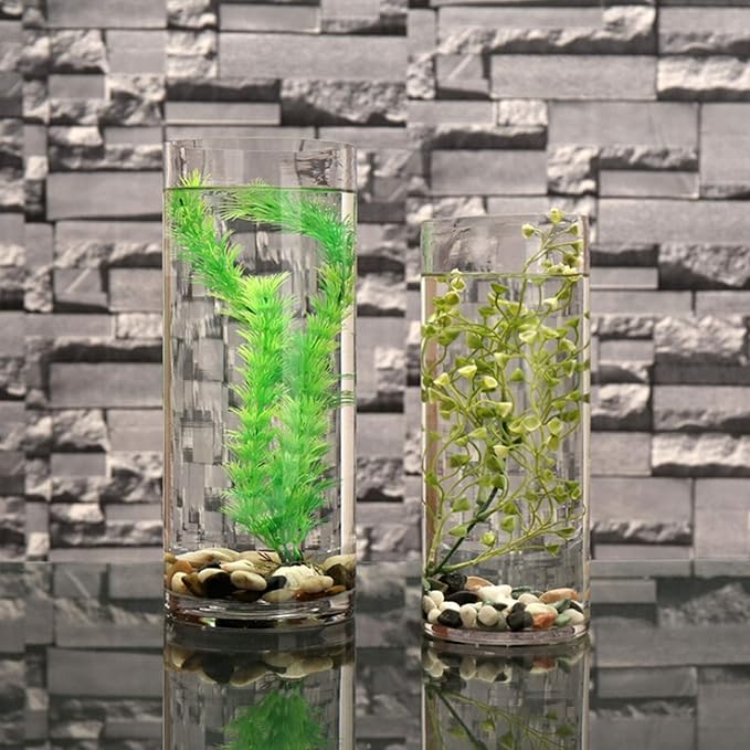 WGV Cylinder Vase Bulk, Width 7", Height 16", Clear Wide Large Diameter Flower Glassware, Floral Container, Planter Terrarium for Wedding Party Event, Home Accent Decor, 4 Pieces