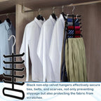 Kathfly 8 Pcs Non-Slip Velvet Tie Hanger for Closet, 360 Degree Swivel Space Saving Tie Rack Organizer for Men Bulk, Necktie Belt and Scarves Hanger for Closet, Black Flocked