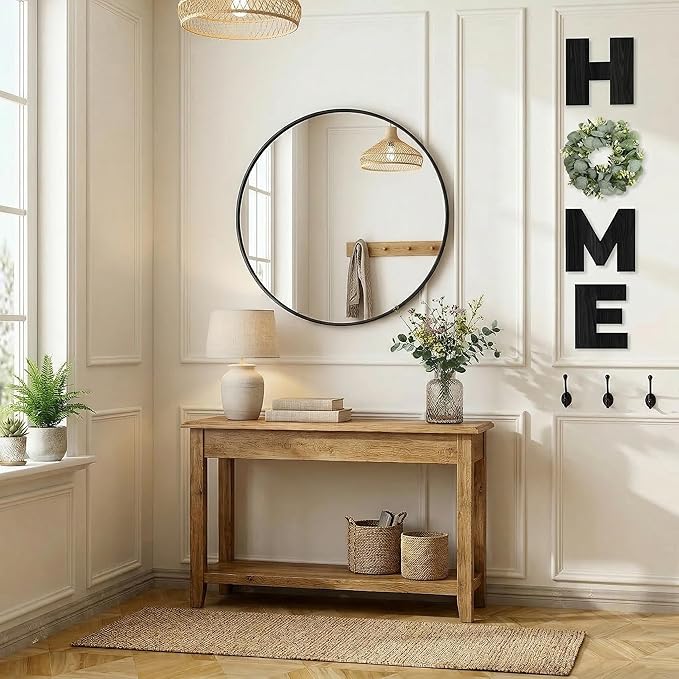 Pinkpum Wood Home Sign with Artificial Eucalyptus Wreath for O, Hanging Farmhouse Wall House Decor Wood Letters for Wall Art Rustic Home Decor, Wall Decor for Living Room Kitchen Entryway (Black)