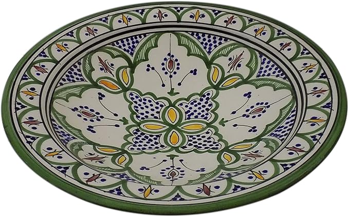 Ceramic Plates Moroccan Handmade Serving Wall Hanging Exquisite Colors Decorative 14 inches Diameter