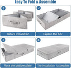 Underbed Storage Containers Bin with Lids, Large Under Bed Storage Organizer Box with Handle, Foldable Under the Storage Bags for Organizing Clothes, Shoes, Blankets, Pillows