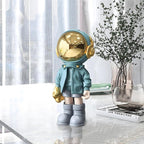 Dosker Small Astronaut Statues Mini Spaceman Sculpture Polyresin Arts Gifts Blue Figurine Ornament Room Decor for Men,Home and Desktop Accessories Tabletop Decoration, Living Room, Office, Bookshelf