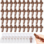 50Pcs Wooden Cross Bulk Worry Cross with Organza Gift Bags Handcrafted Solid Walnut Pocket Cross My Heart Prayer Stress Relief Christian Faith Encouragement Gifts for Church Easter Religious Sharing