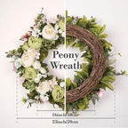 Peony Wreath 23'' Spring Wreaths for Front Door, Artificial Large Floral Wreath for Front Door Wall Decor, Valentine’s Day Home Wedding Housewarming Gift EZsenses (Green)