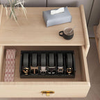 Belt Organizer for Closet - 6 Grids Black Bamboo Belt Storage Organizer Racks for Men Women's Drawer, Belt Display Holder Wall Mount with 2 Pcs Tie Clip