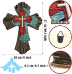 Blulu Cross Wall Decor Hanging Wooden Decorative Wall Cross Rustic Catholic Crucifix Spiritual Art Sculpture for Home Decor Religious First Communion Church Decoration Gift