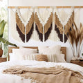 IOWER Macrame Wall Hanging Boho Wall Hanging Brown Dorm Wall Decor Craftsmanship Handmade Tassel Knotting Boho Fiber Art Home Room Decor 47" W x 25" L