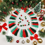 2 Pcs Boho Tassel Christmas Garland, Pom Pom Tassel, 6.5 Feet Long 20 Felt Balls, Christmas Colorful Wall Hanging Party Decorative Banner, Home Decoration Birthday Baby Shower