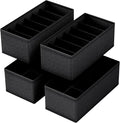 4 PACK Sock Underwear Drawer Organizer Dividers, Collapsible Cabinet Closet Storage Boxes for Clothes, Socks, Lingerie, Underwear, Tie, Belt,Bedroomedroom