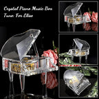 ELLDOO Crystal Music Box, Mechanical Clockwork Decorative Piano Musical Box,Transparent Piano Ornament Romantic Gift for Girl Women (Tune: for Elise)