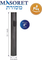 3-Piece Aluminum Door Mezuzah Cases: Special Profile, No Holes, 4-Inch 10cm Hebrew Parchment Scroll Holder Boxes