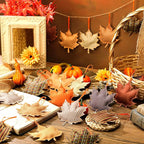 Tudomro 27 Pcs Fall Tree Decoration Autumn Thanksgiving Leaves Tree Ornaments Thanksgiving Decor 3D Felt Leaves Pumpkin Autumn Hanging Ornaments for Home Decor Party Favors(Maple Leaf Style)