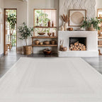 Micro Loop Indoor Rug White 9x12 Boho Geometric Neutral Area Rugs for Living Room Soft Luxury Modern Low and High Pile Durable Stain Resistant Non-Shedding Indoor Area Carpet 9 x 12