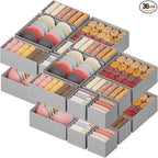 Lifewit Underwear Drawer Organizer for Closet 36 Pack, 3 Sizes Dresser Organizer Dividers, Deep Fabric Foldable Drawer Storage Organizer Bins for Clothes/Sock/Bra, Light Grey