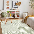 Lahome Abstract Washable Area Rug 5x7, Soft Bedroom Rug Ultra-Thin Non Slip Green Rugs for Living Room, Modern Accent Rug Large Carpet for Dining Room Office(5'x7',Green)
