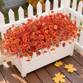 12 Bundles Fake Mums Fall Flowers Artificial for Outdoors Decoration Artificial Mums Faux Plants Daisy for Outdoor Outside Planters UV Resistant Violets for Fall Decor Home Porch Door Front Patio Yard