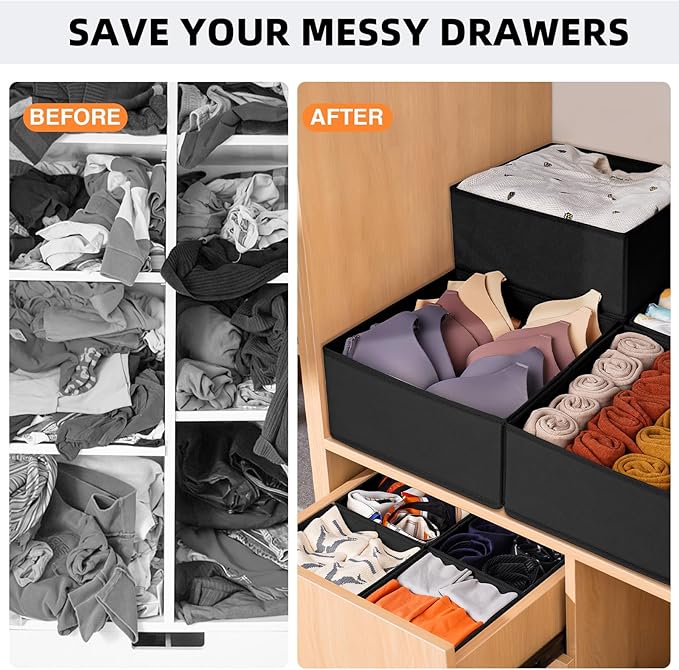 Criusia Drawer Organizer Clothes 12 Pack - Dresser Organizer Bins for Closet, Bedroom, Nursery Organization and Storage - Divider for Sock, Underwear, Bra, Baby Clothes, Small Toys