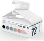 Neaties Super Heavy Duty Clothes Hangers 50+ Pack (72 Count) – Made in the USA - 10lb Capacity, Thick Plastic Hangers for Pants, Coats, Jackets, Jeans and Adult Clothing – White