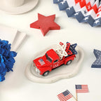 4th of July Truck Decorations - Farmhouse Metal Truck Car Decor with Stars Decorations, Patriotic Centerpieces for Tables - Lndependence Day Memorial Day Red White and Blue Tiered Tray Decor