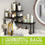 BMOSU Kitchen Corner Shelf Countertop Organizer with Hooks Adjustable Spice Rack Corner Display Rack Shelf Cabinet Counter Shelves(Black)