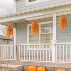 Artificial Fall Flowers for Decoration Fake Hanging Flowers Outdoors Fall Decor,2PCS Faux Mums Silk Flower UV Resistant No Fade for Autumn Outdoor Home Planter Porch Patio Yard Garden(Orange Golden)