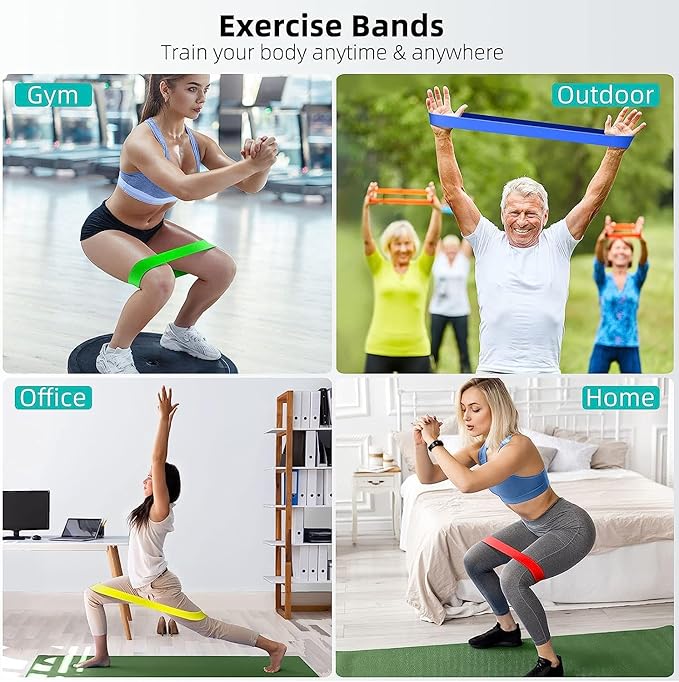 Resistance Bands for Working Out, 5-Pack Elastic Exercise Bands for Strength Training, Stretching, Workout; Home Gym Equipment for Women Men, Pilates Yoga Physical Therapy, Leg Glute Arm Exercise Kit