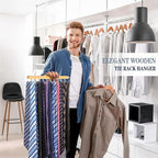 2PC Tie Rack Hanger for Closet Fitnice Upgraded Non Slip Tie Holder Organizer Space Saving with 20 Foldable Hooks Wooden Belt Hanger for Tank Tops Bras Cami Scarves