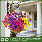 Artificial Fake Petunias Flowers for Outdoors Spring Decoration, 12 Bundles Faux Flower Plants UV Resistant Realistic Silk Flower for Outside Planters Patio Porch Yard Window Box (6 Mix Colors)