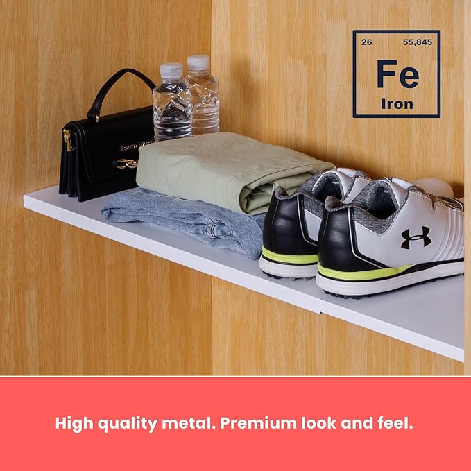 Tension Rod Shelving Expandable Closet Tension Shelf Storage Rack - No Drill Cabinet Tension Rod Shelf for Closet No-Slip | Shelves for Cabinet (NO Screw Installation)