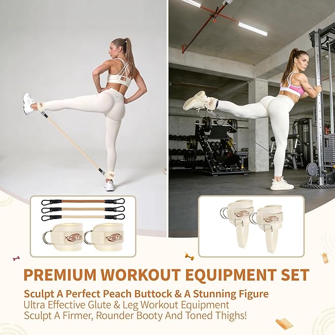Resistance Bands with Cuffs – Comfort Ankle Workout Bands for Women & Men, Booty Exercise Bands for Kickbacks, Hip & Glute Training, Butt Lift Fitness Equipment, Durable Home Gym Accessories