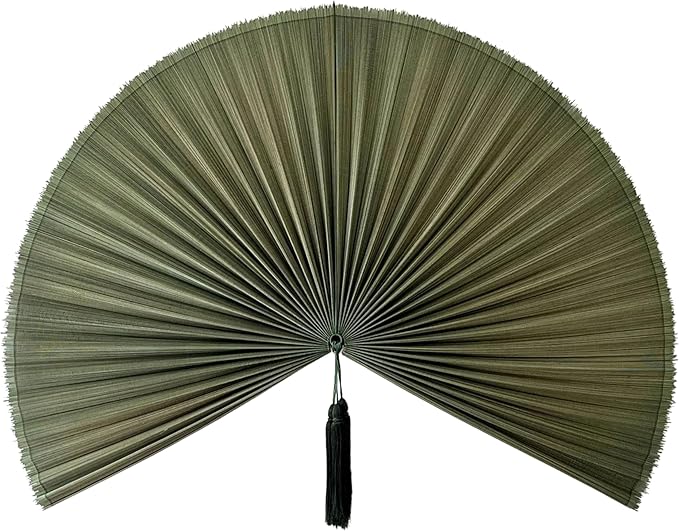 Chicvillage Fan Wall Decor 60", Fan Decor for Bedroom, Wall Fan Decor Large Bamboo Handwoven Art, Decorative Fans for Wall, Boho Headboard Hanging (Green)