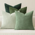 MIULEE Boho Farmhouse Sage Green Throw Pillow Covers 20x20 Inch Set of 4 Mordern Nordic Cushion Covers Soft Corduroy Spring Home Decor for Couch Bed Sofa Living Room Forest Green
