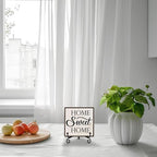 Home Sweet Home Decor, Kitchen Decor and Accessories, Farmhouse Wooden Plaque with Iron Stand for Living Room Desk Shelf Decor-A19