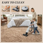 Fluffy 4x6 Area Rugs for Living Room Bedroom: Ultra Soft Shag Rug Non-Slip Non-Shedding Small Plush Bedside Rug Indoor Floor Carpets for Kids Room Playroom Entryway Nursery Dorms Home Decor Beige