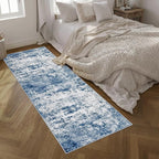Washable Area Rug 3x10 Entryway Rug: Washable Modern Abstract Soft Thin Rug Indoor Floor No Slip Stain Resistant Carpet for Bedroom Dining Room Farmhouse Nursery Home Office - Blue