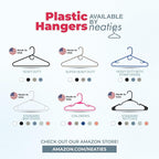 Neaties Plastic Hangers 100+ Pack (150 Count) – Made in The USA – 6lb Capacity Standard Clothes Hangers with Strap Hooks for Dresses, Lingerie, Shirts, Pants, and Jackets – White & Pink