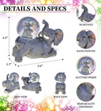 COTA Global Elephant Snow Globe Decor - Elegant Pink Sparkle Glitter Inside, Elephant Figurine, Collectible Ornament for Birthday, Christmas - 45 mm