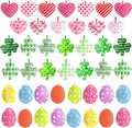 Jutom 108 Pcs Easter Egg Rabbit Ornaments Shamrock Felt Heart Hanging Ornaments Heart Shaped Clover Baubles Shamrock Egg Felt Decoration for Holiday Favor (Cute)