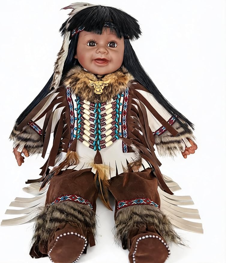 22" Collectible Native American (Indian) Vinyl Doll - VM221076 (Harsha)
