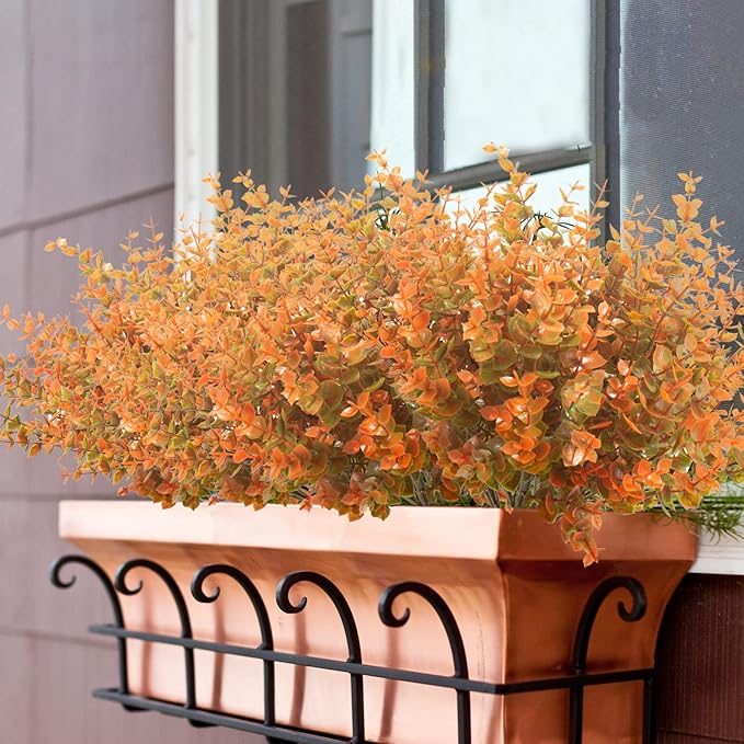 10 Bundle Artificial Fall Boxwood No Fade Faux Autumn Plants