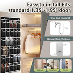 Over the Door Shoe Organizer with 30 Breathable Mesh Pockets - Large Capacity Closet Storage for Men & Women, Hanging Shoe Rack Organizer (Black, 30-Pocket)